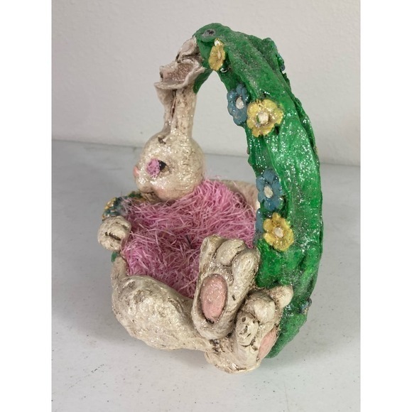 Easter Egg Basket Decor Bunny Rabbit 9" Tall Spring Holiday Centerpiece… - Picture 8 of 11